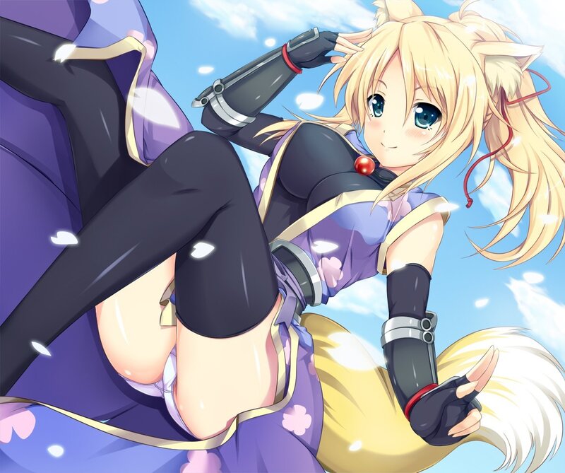 blonde anime girl with fox ears