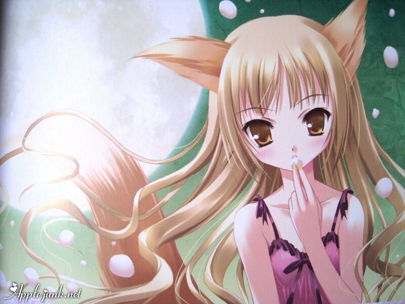 Blonde Anime Girl with Fox Ears — Green