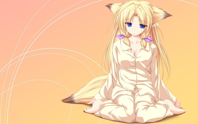 blonde anime girl with fox ears