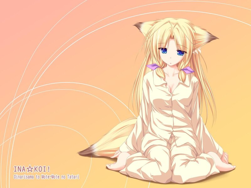Blonde Anime Girl with Fox Ears — Yellow