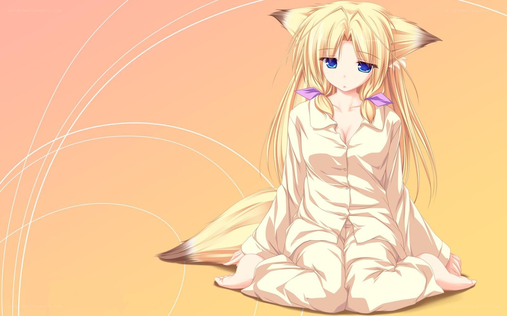 blonde anime girl with fox ears
