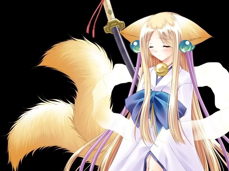 Blonde Anime Girl with Fox Tail