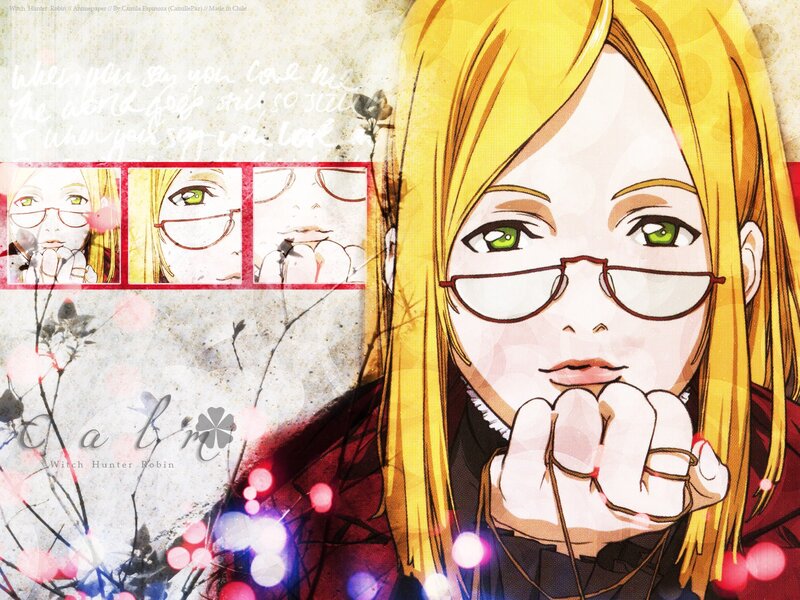Blonde Anime Girl with Glasses — Yellow