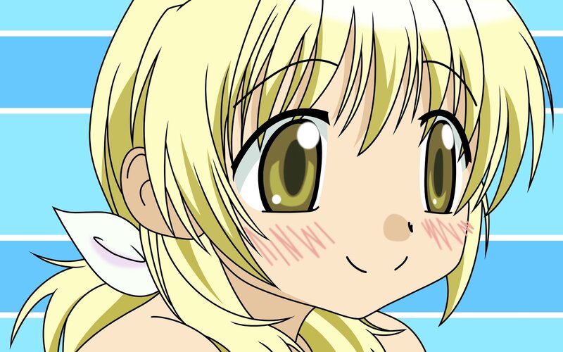 blonde anime girl with green eyes