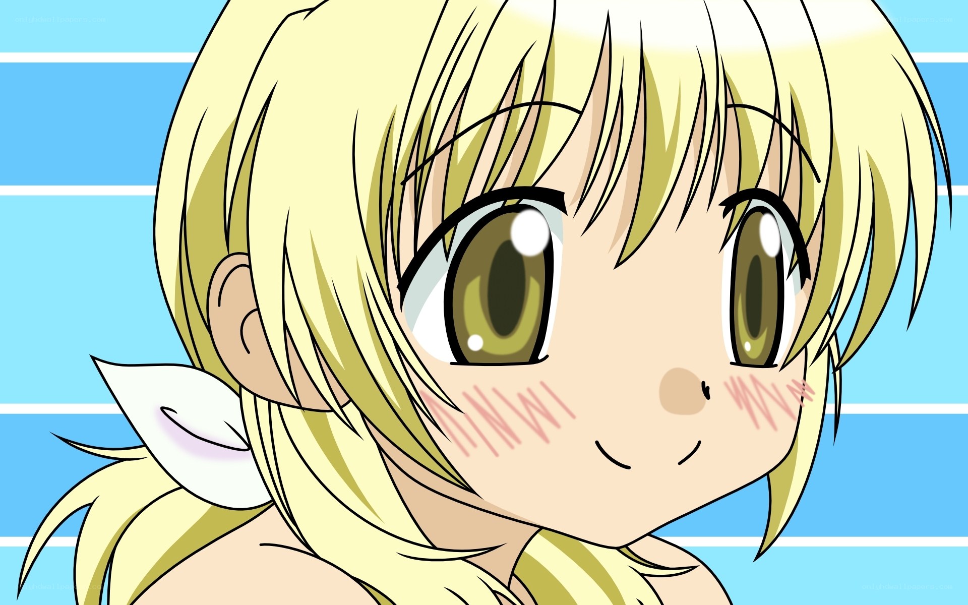 blonde anime girl with green eyes