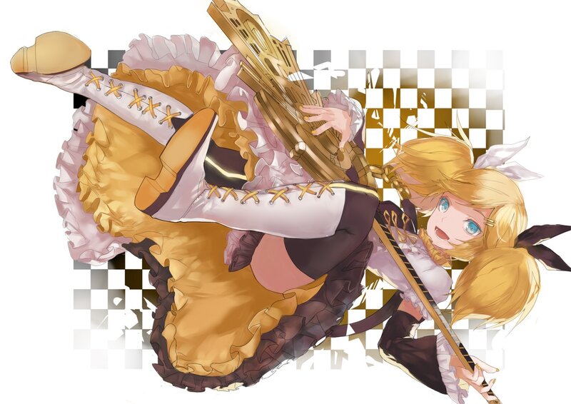 blonde anime girl with guitar