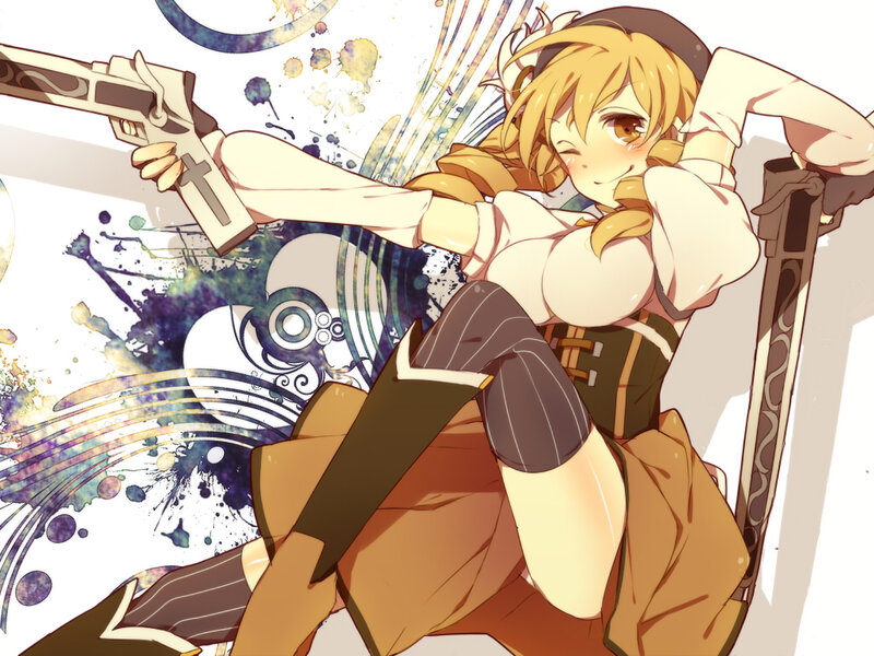 Blonde Anime Girl with Gun — Brown, Dynamic