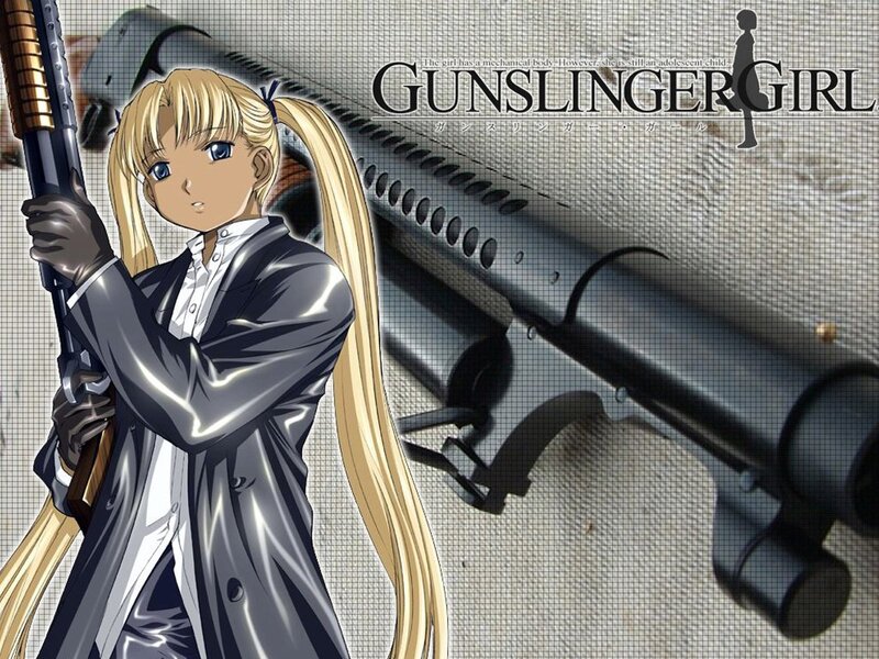 Blonde Anime Girl with Gun — Gray, Dramatic, Coat