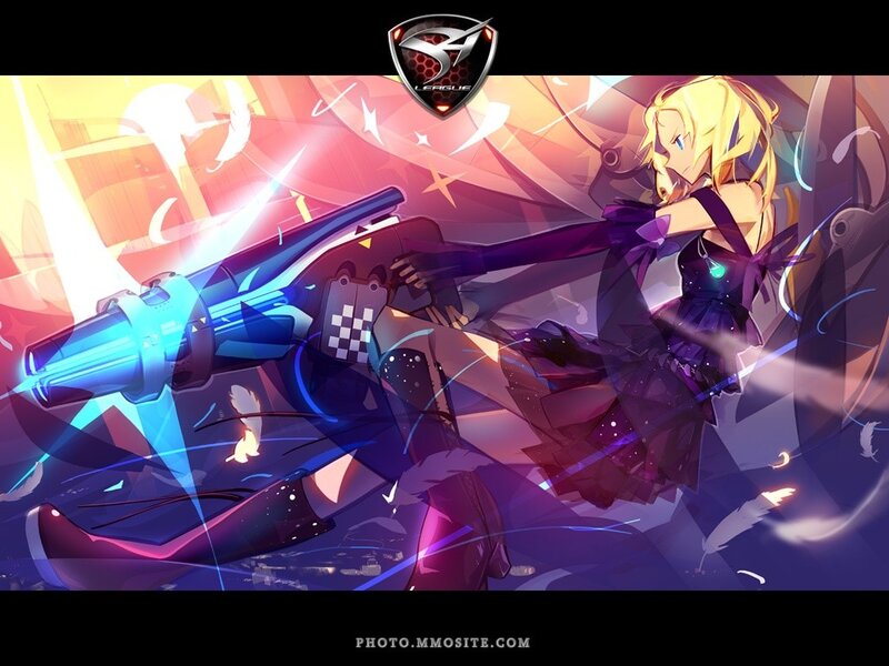 Blonde Anime Girl with Gun — Purple, Dramatic