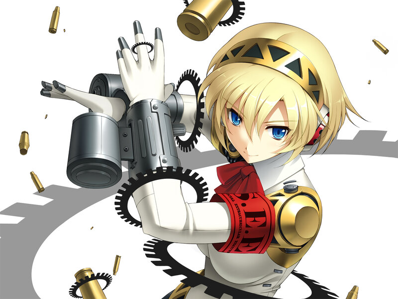 Blonde Anime Girl with Gun — White