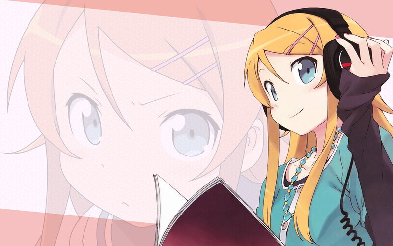 Blonde Anime Girl with Headphones — Blue, Calm