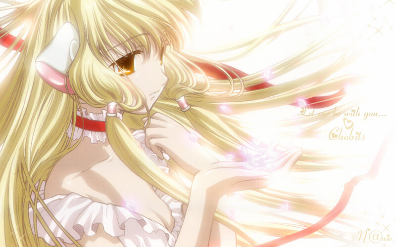 blonde anime girl with light