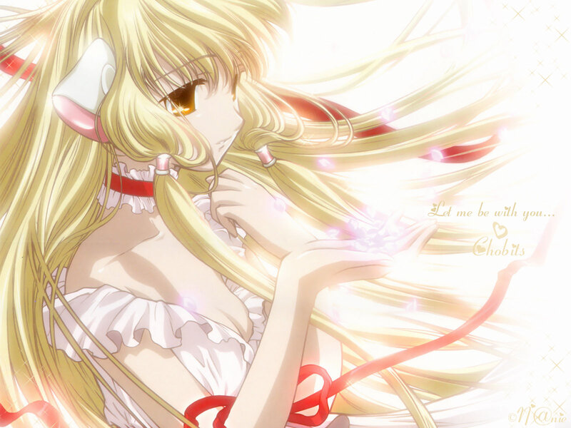 blonde anime girl with light