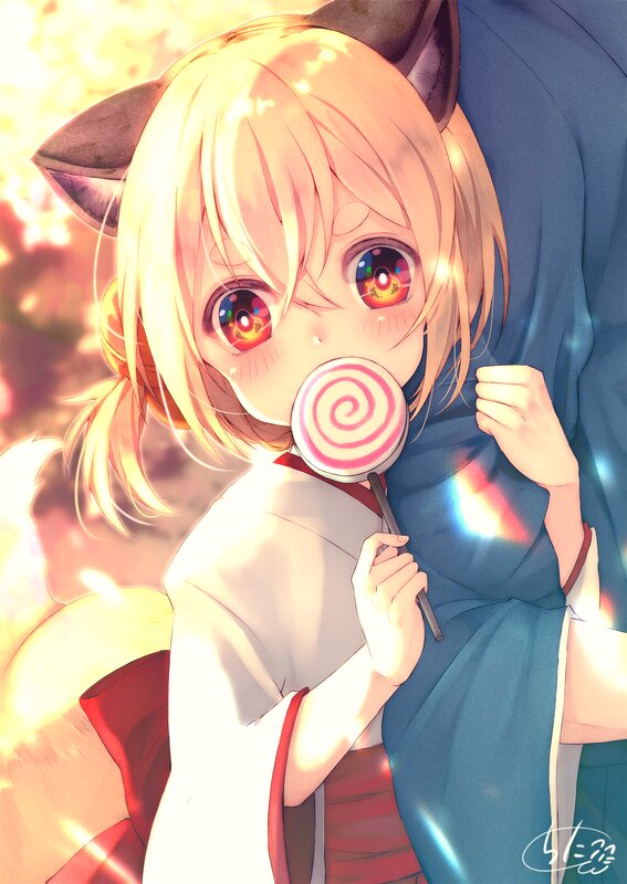 Blonde Anime Girl with Lollipop