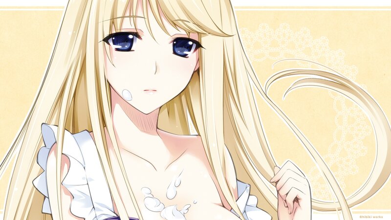 blonde anime girl with milk