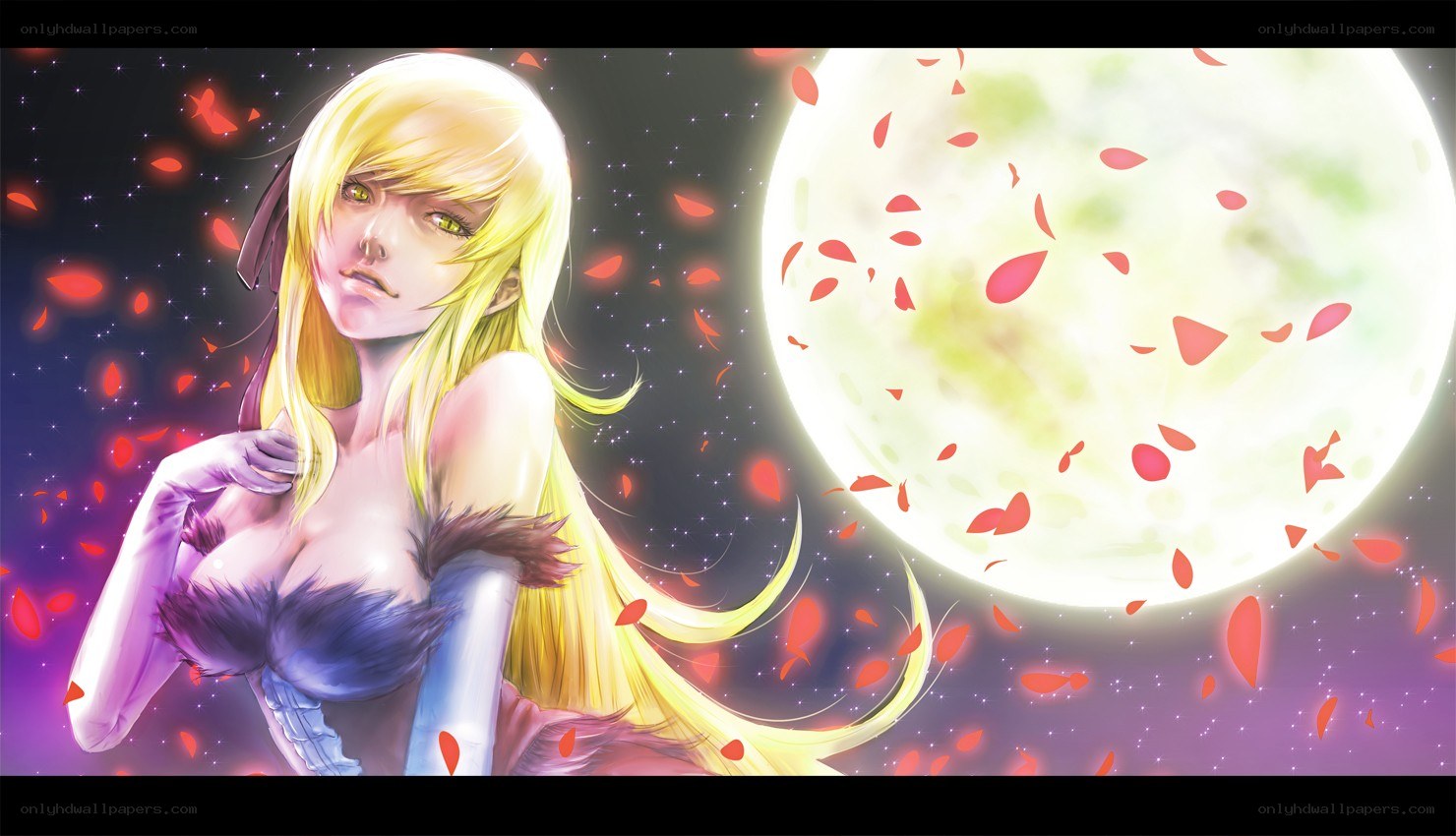 Blonde anime girl with moon