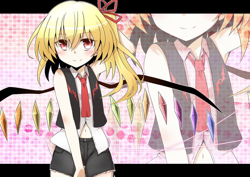 blonde anime girl with red eyes