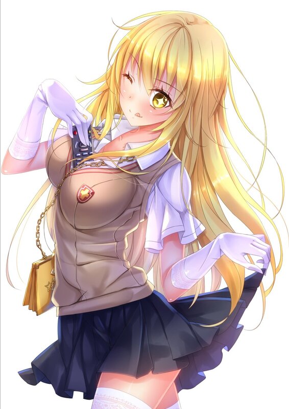 blonde anime girl with remote