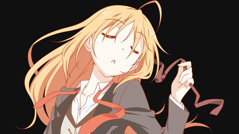 blonde anime girl with ribbon