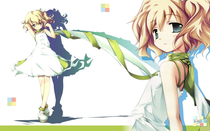 blonde anime girl with ribbon