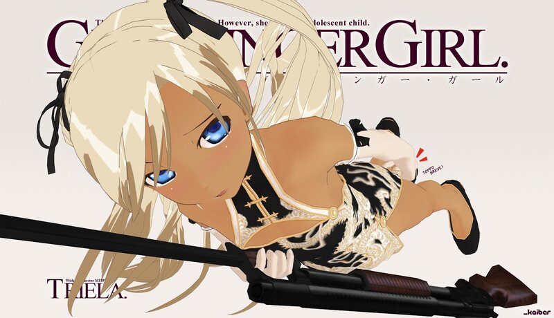 Blonde anime girl with rifle