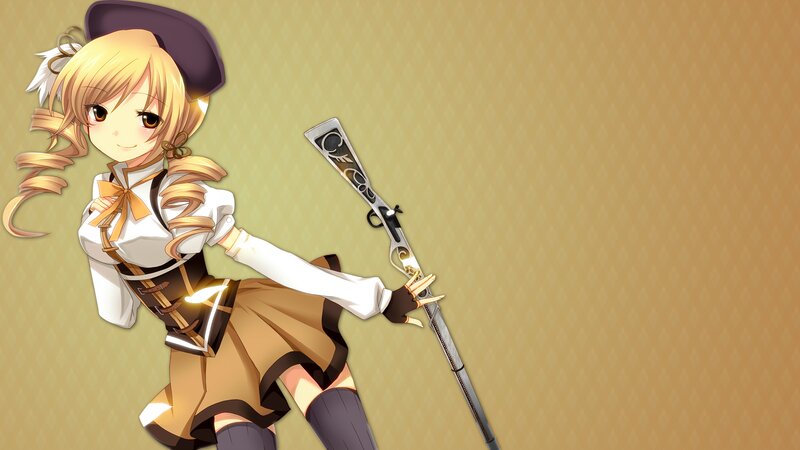 Blonde Anime Girl with Rifle — Brown