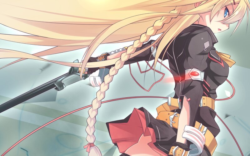 blonde anime girl with rifle