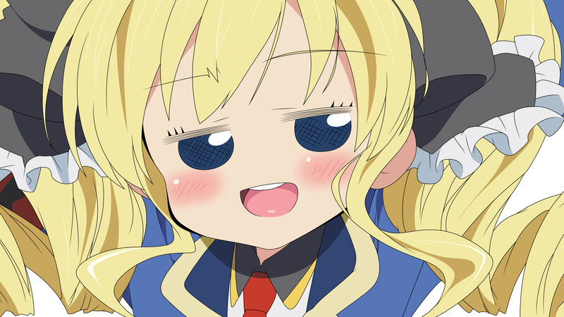 blonde anime girl with rosy cheeks