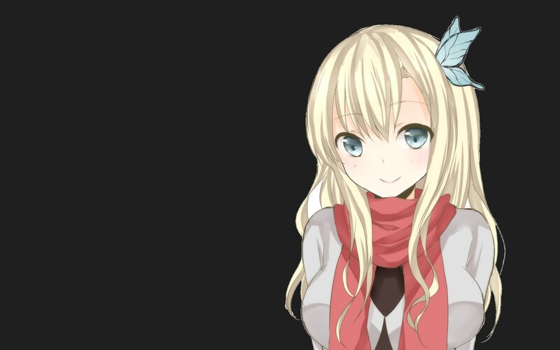 blonde anime girl with scarf