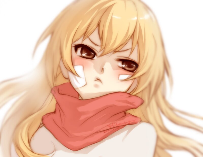 blonde anime girl with scarf