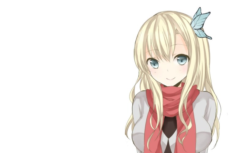 blonde anime girl with scarf