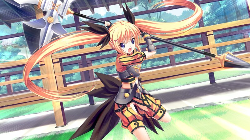 Blonde Anime Girl with Spear — Orange