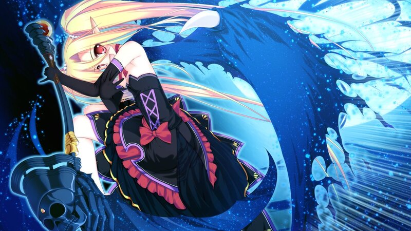 Blonde Anime Girl with Staff — Blue, Dramatic