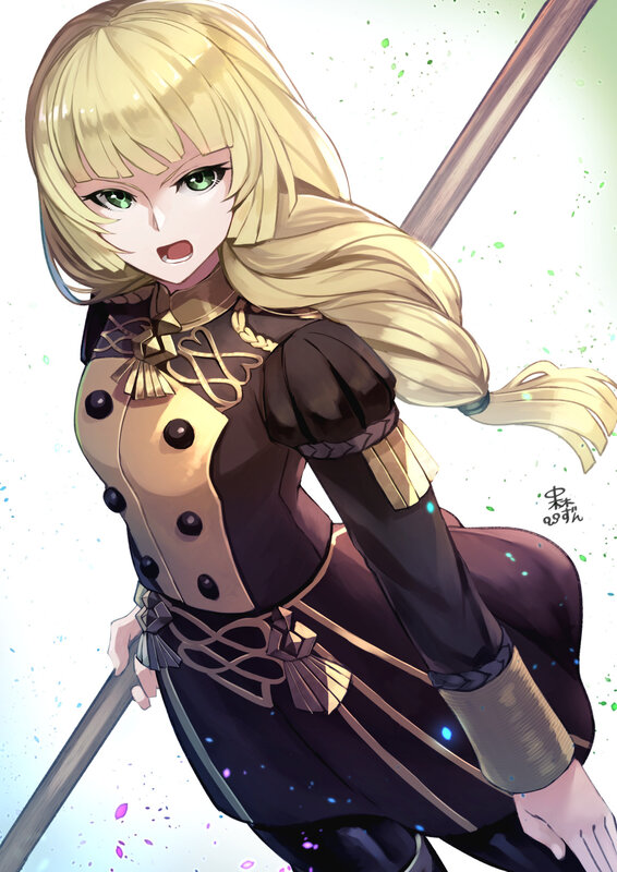 Blonde Anime Girl with Staff — Gold