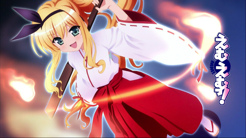 Blonde Anime Girl with Staff — Red
