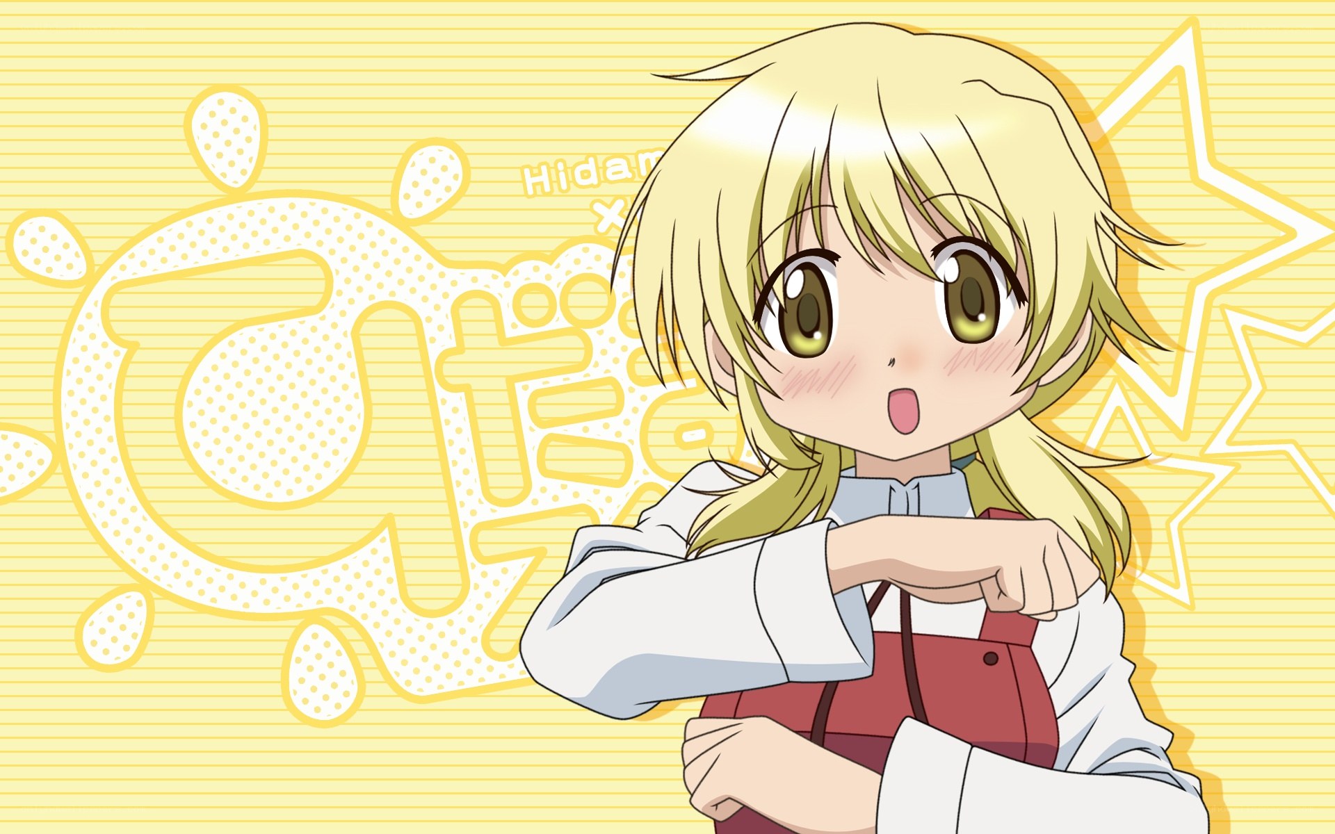 blonde anime girl with star background