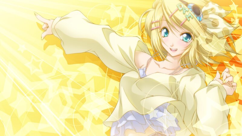 blonde anime girl with stars