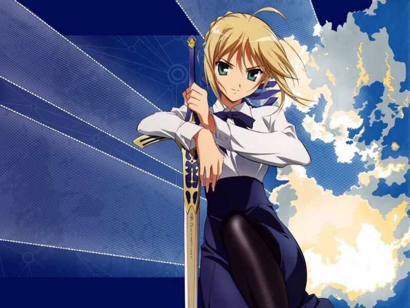 blonde anime girl with sword