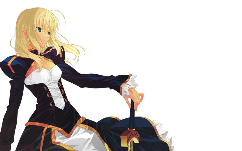 blonde anime girl with sword