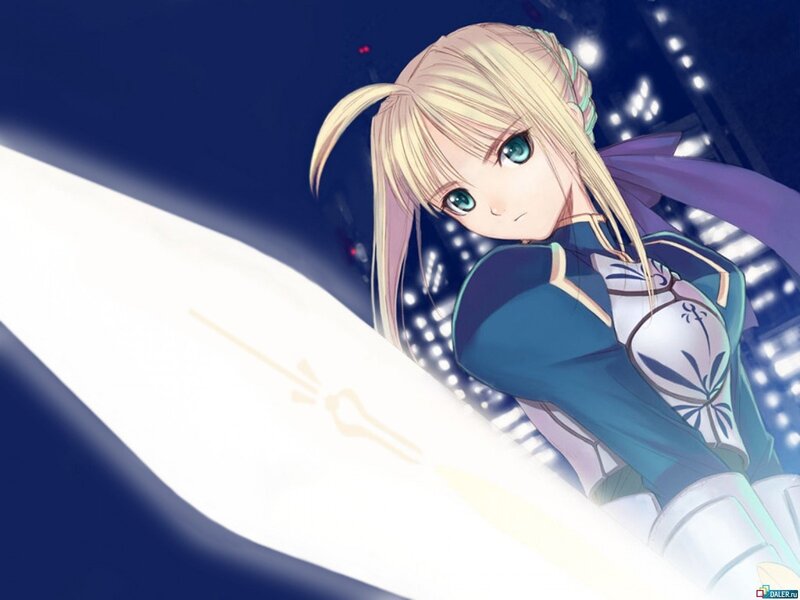 blonde anime girl with sword