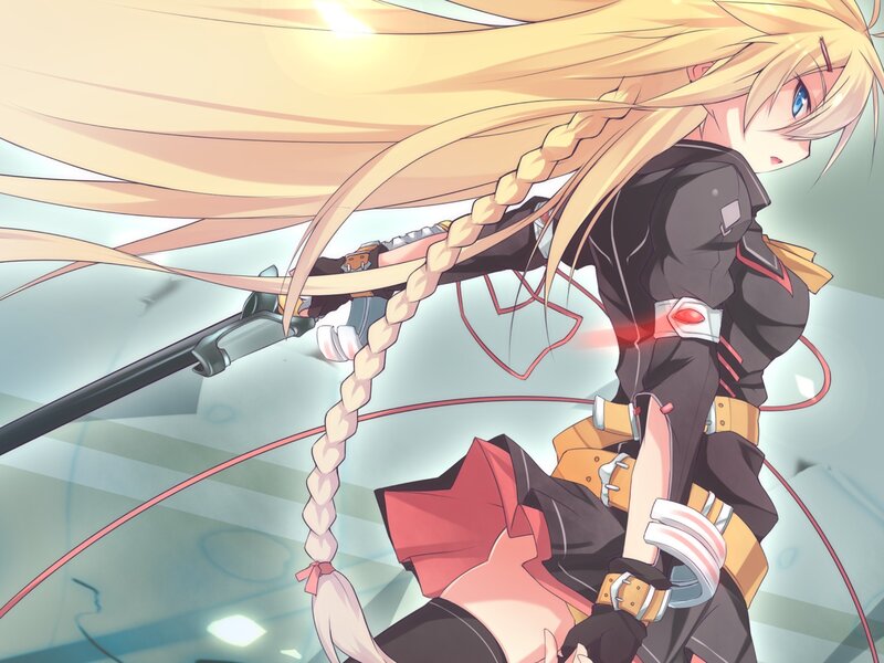 blonde anime girl with sword