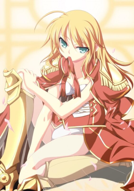 blonde anime girl with sword