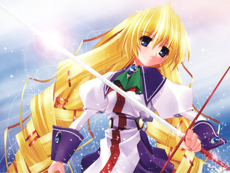 blonde anime girl with sword