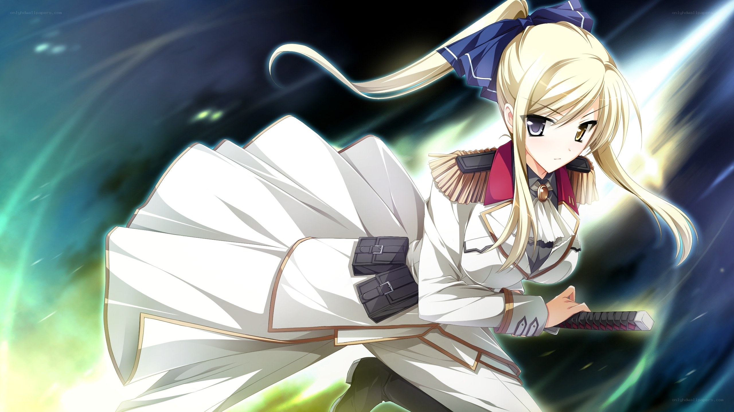 blonde anime girl with sword