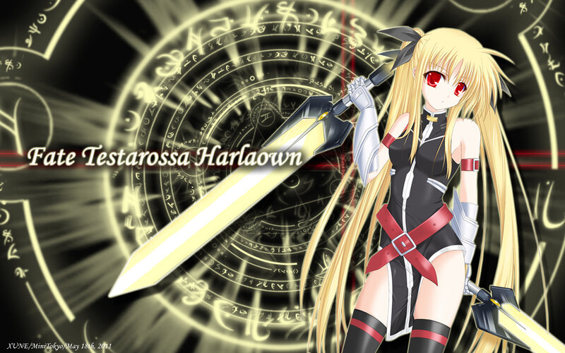Blonde Anime Girl with Sword — Black, Dramatic