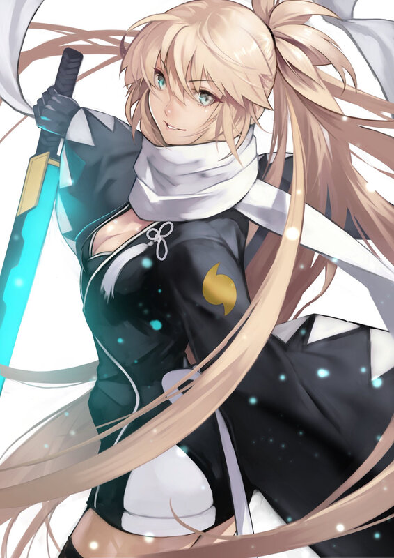 Blonde Anime Girl with Sword — Black, Dynamic