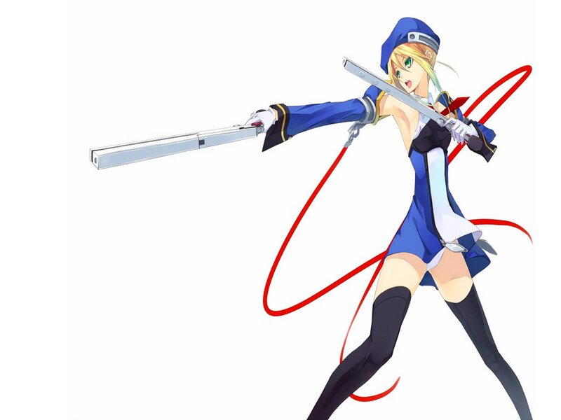 Blonde Anime Girl with Sword — Blue, Action