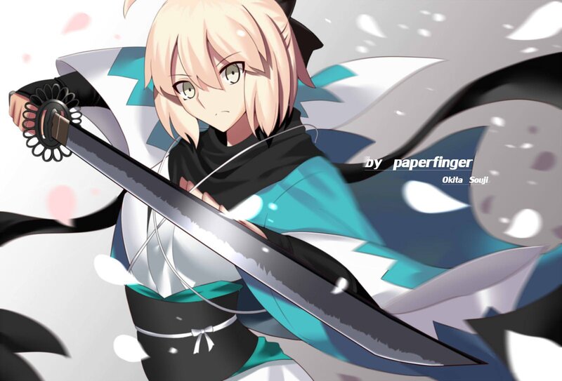 Blonde Anime Girl with Sword — Blue, Dramatic, Cloak