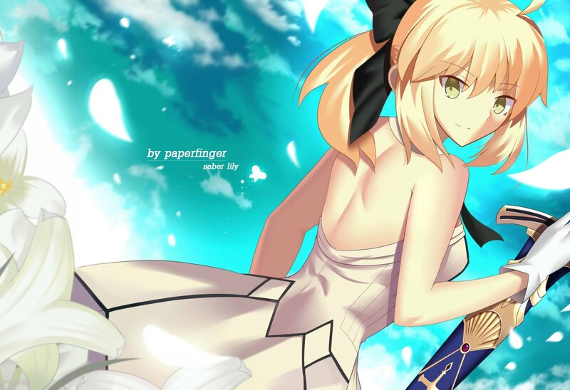 Blonde Anime Girl with Sword — Blue, Serene, Afternoon