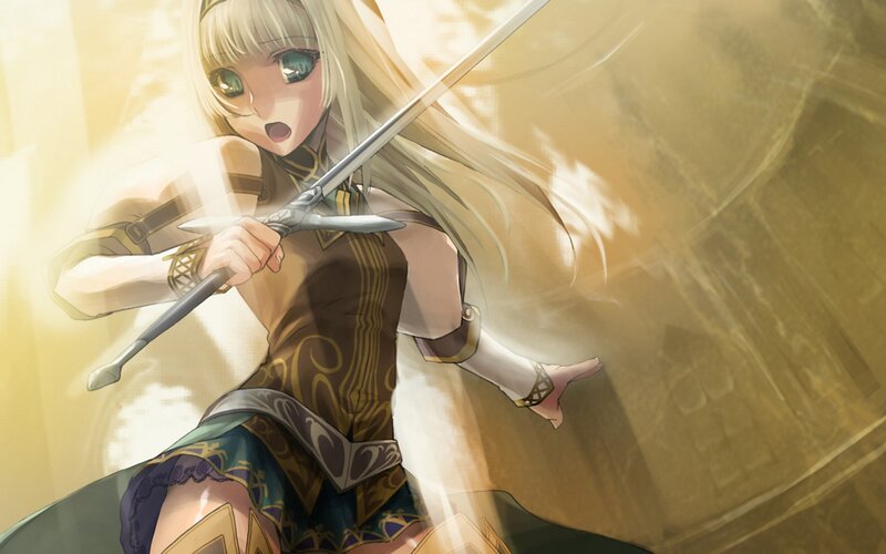 Blonde Anime Girl with Sword — Gold